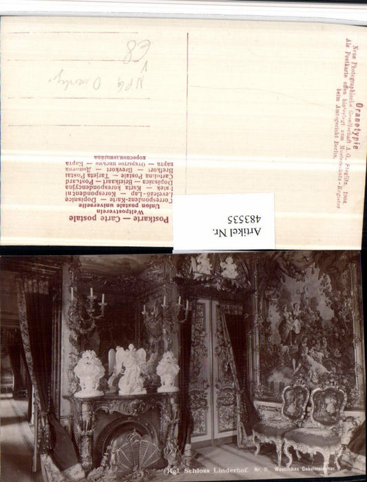 483535,Schloss Linderhof b. Ettal Gobelinzimmer pub NPG Oranotypie