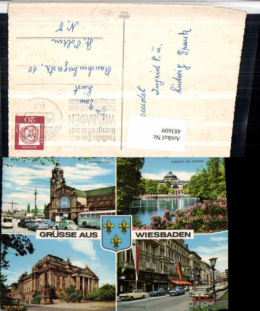 483609,Wiesbaden Kurhaus Bahnhof Theater Wilhelmstraße Mehrbildkarte