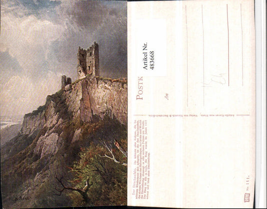 483668,Künstler AK Astudin Ruine Drachenfels b. Königswinter