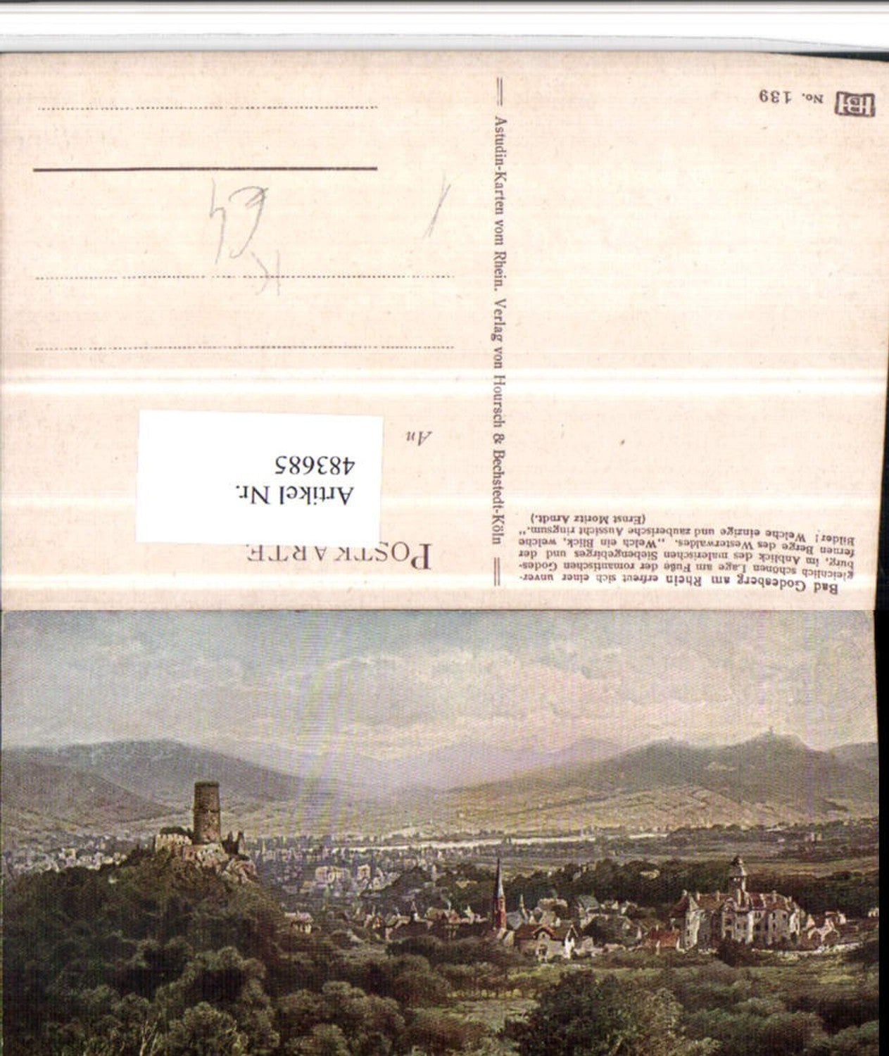 483685,Künstler AK Astudin Bonn Bad Godesberg am Rhein Totale