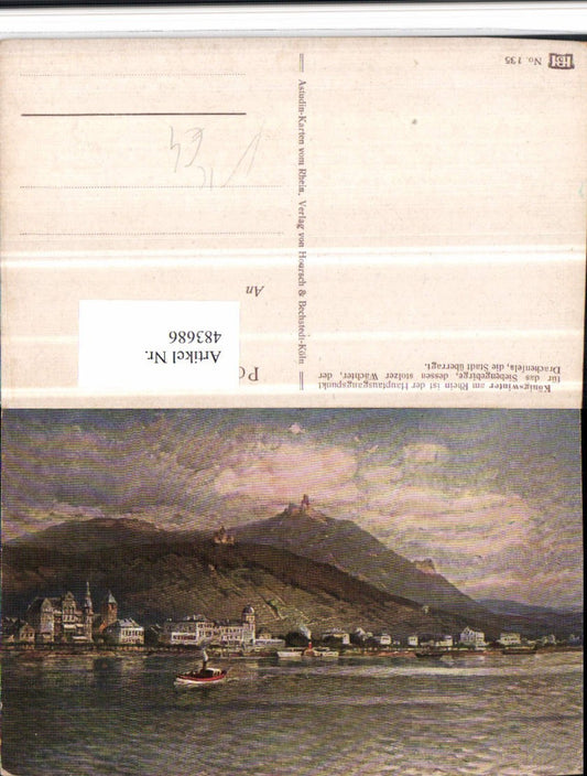 483686,Künstler AK Astudin Königswinter am Rhein Totale m. Ruine