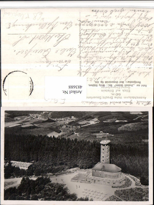 483688,Aussichtsturm Hohe Bracht b. Lennestadt Fliegeraufnahme