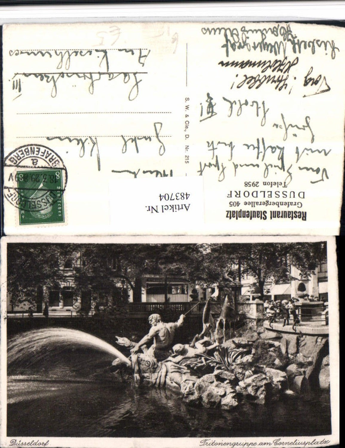 483704,Düsseldorf Tritonengruppe am Corneliusplatz Brunnen