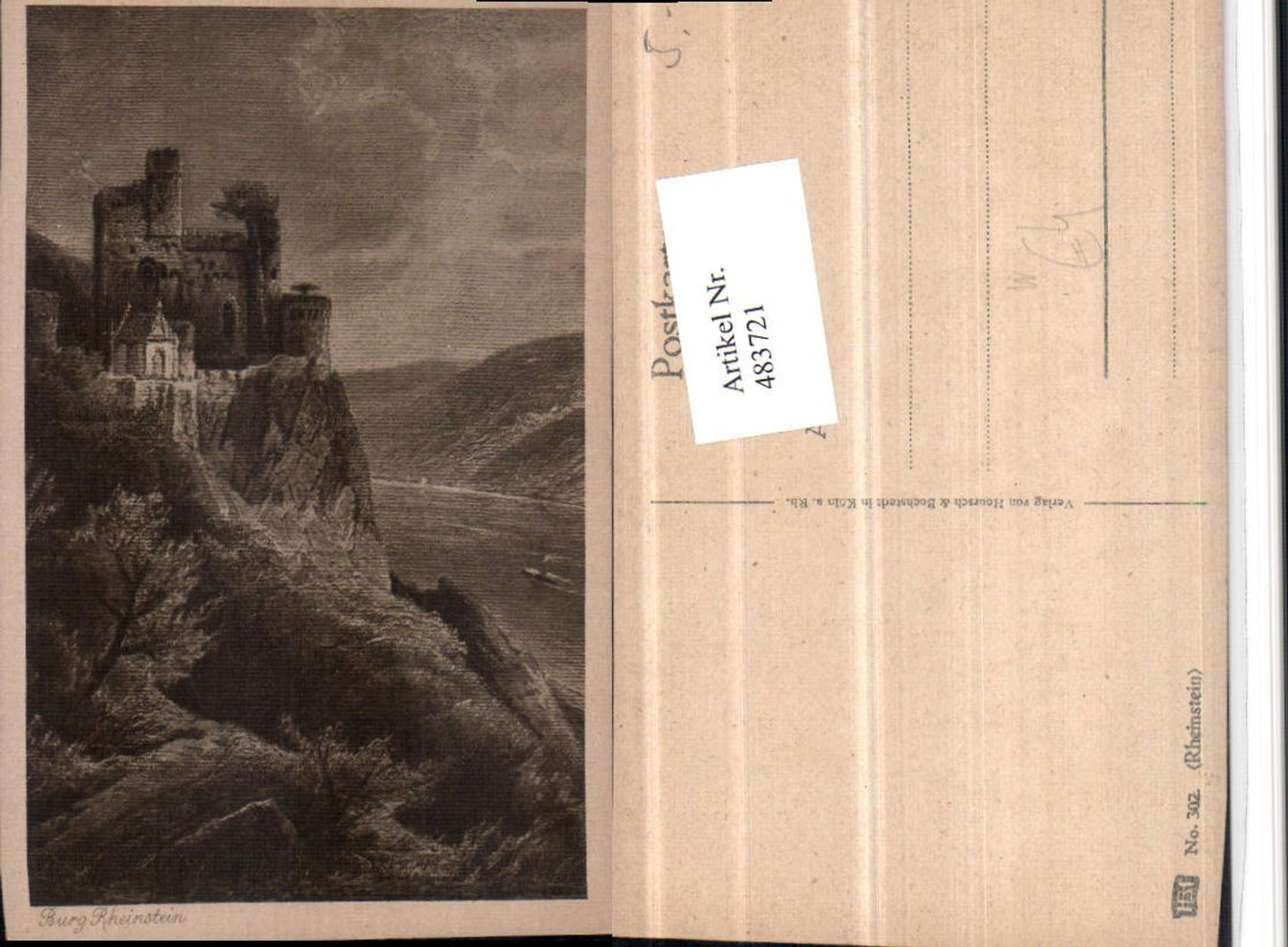 483721,Künstler AK Burg Rheinstein b. Trechtingshausen