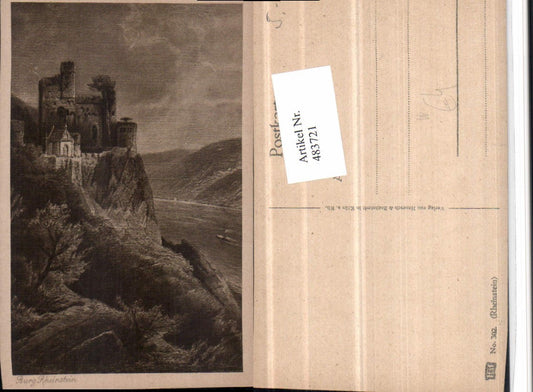 483721,Künstler AK Burg Rheinstein b. Trechtingshausen