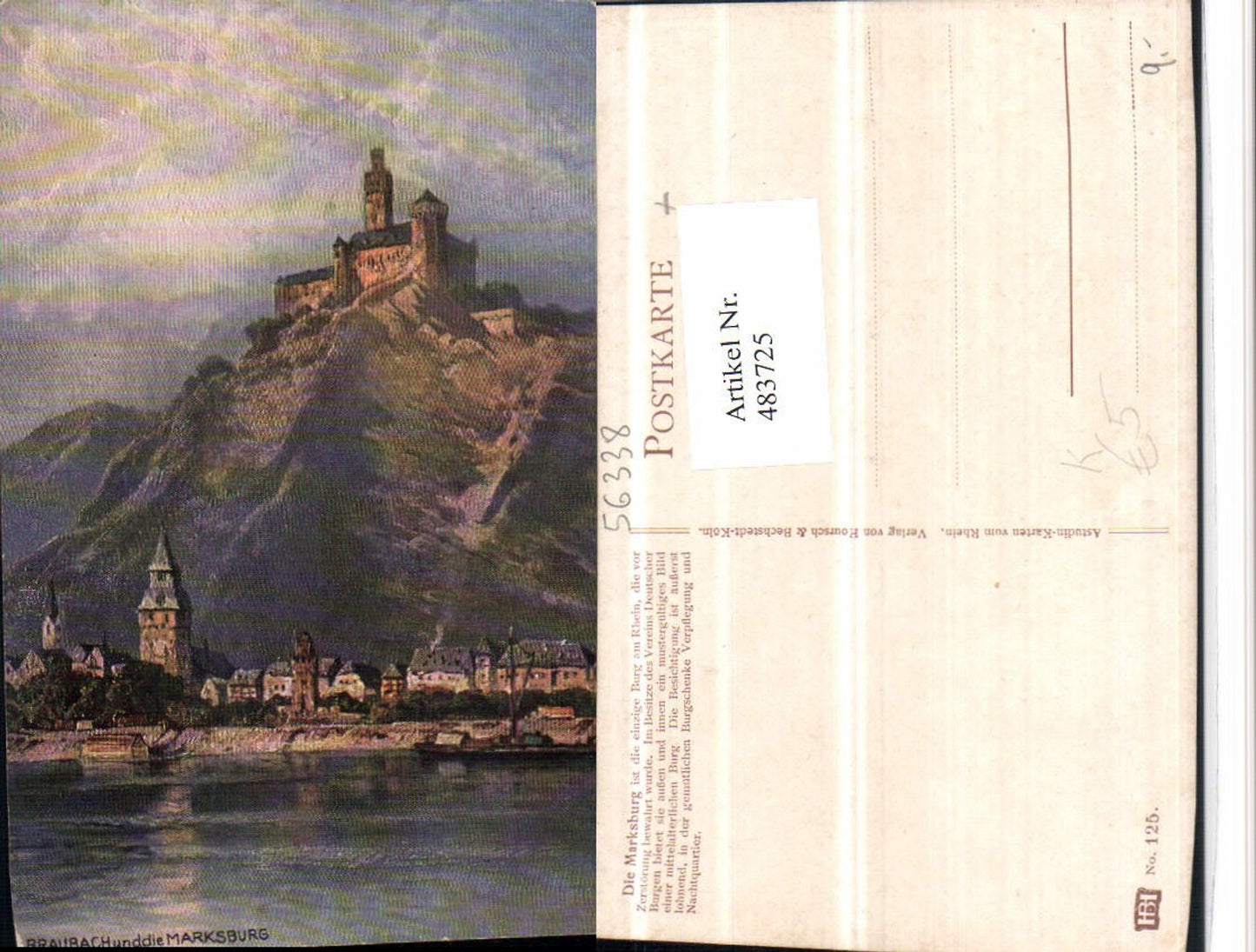 483725,Künstler AK Astudin Braubach Teilansicht m. Marksburg Burg
