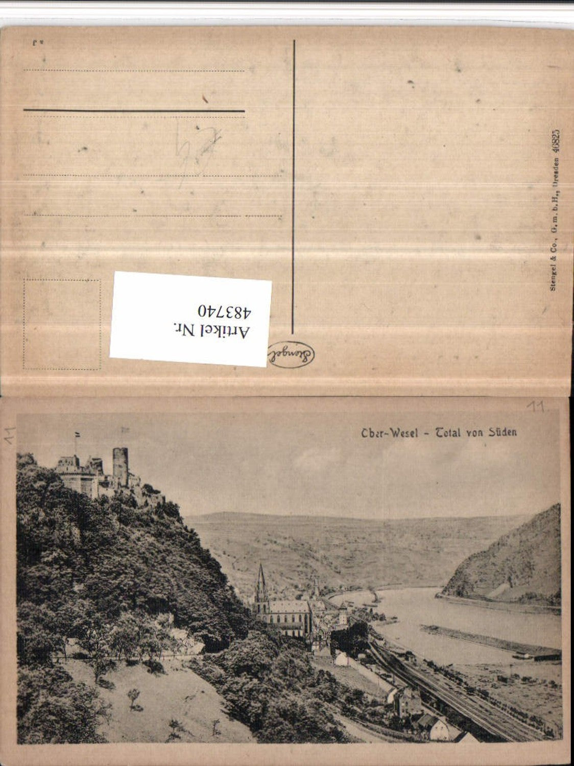 483740,Oberwesel Teilansicht m. Burg pub Stengel & Co 46825