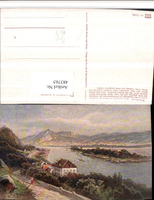 483765,Künstler AK Astudin Rolandseck Insel Bergkulisse