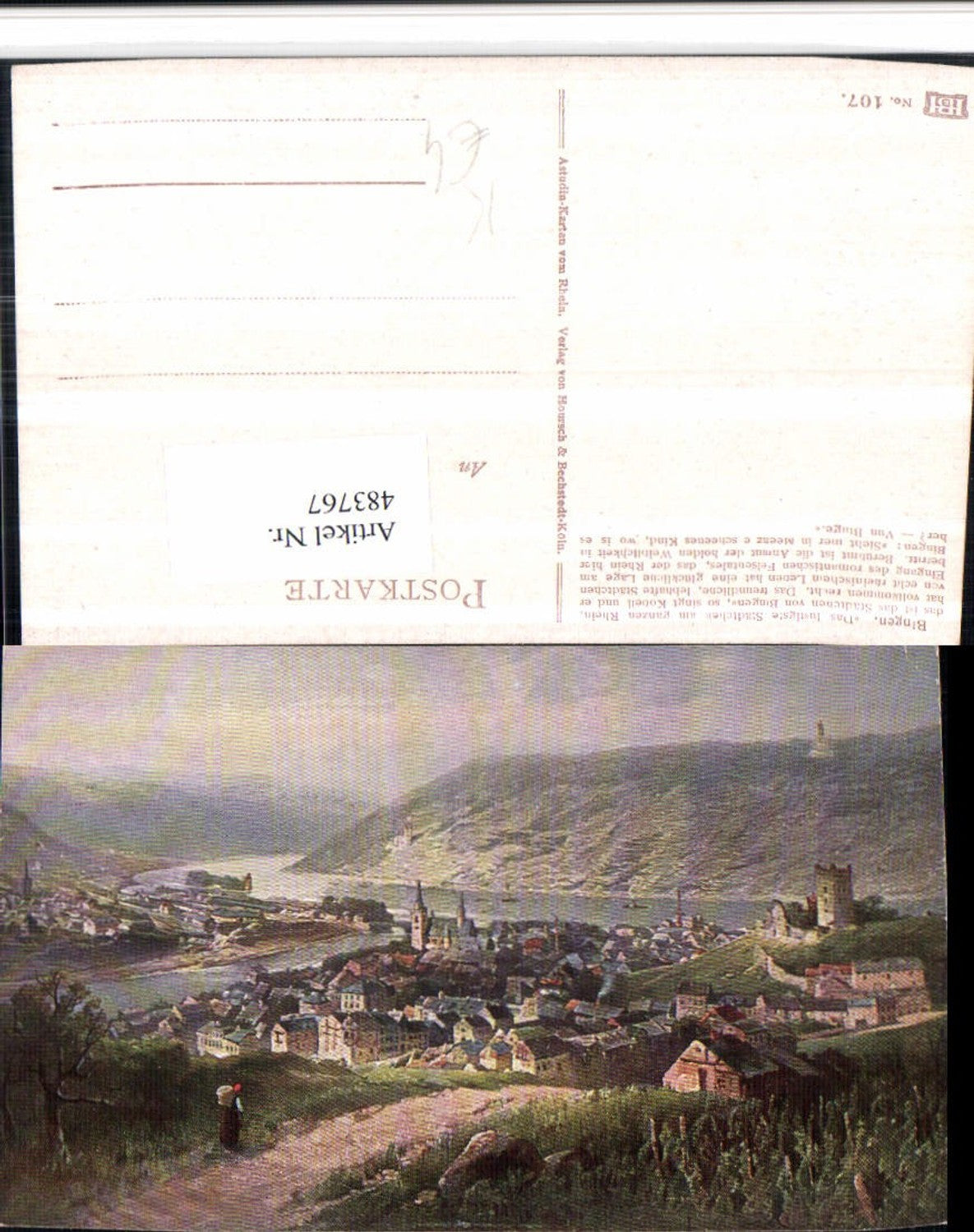 483767,Künstler AK Astudin Bingen am Rhein Totale