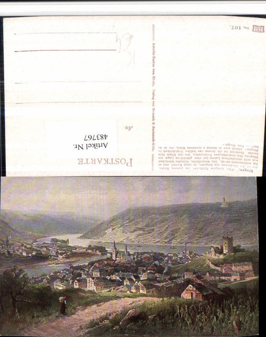 483767,Künstler AK Astudin Bingen am Rhein Totale