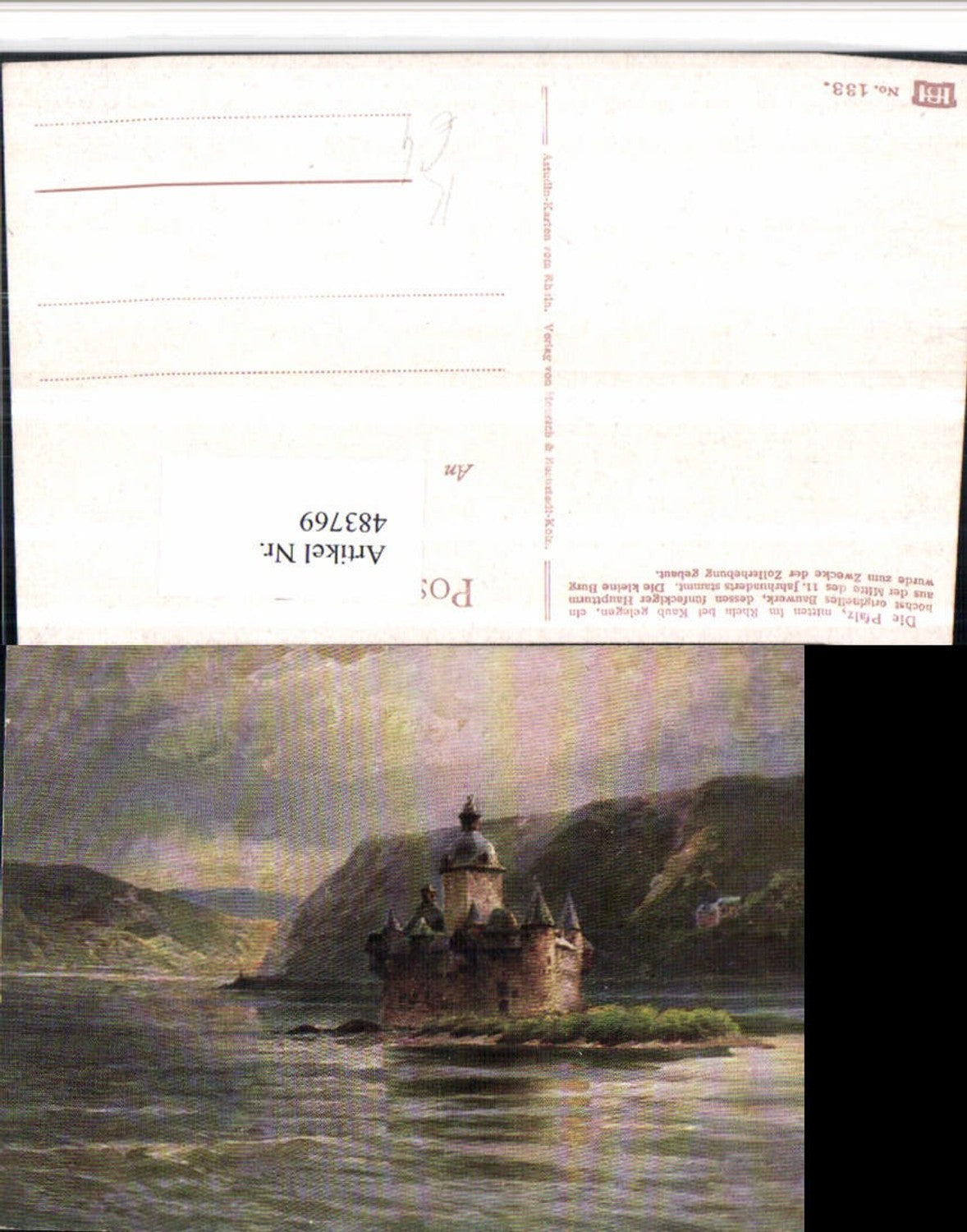 483769,Künstler AK Astudin Pfalz Burg Pfalzgrafenstein b. Kaub am Rhein