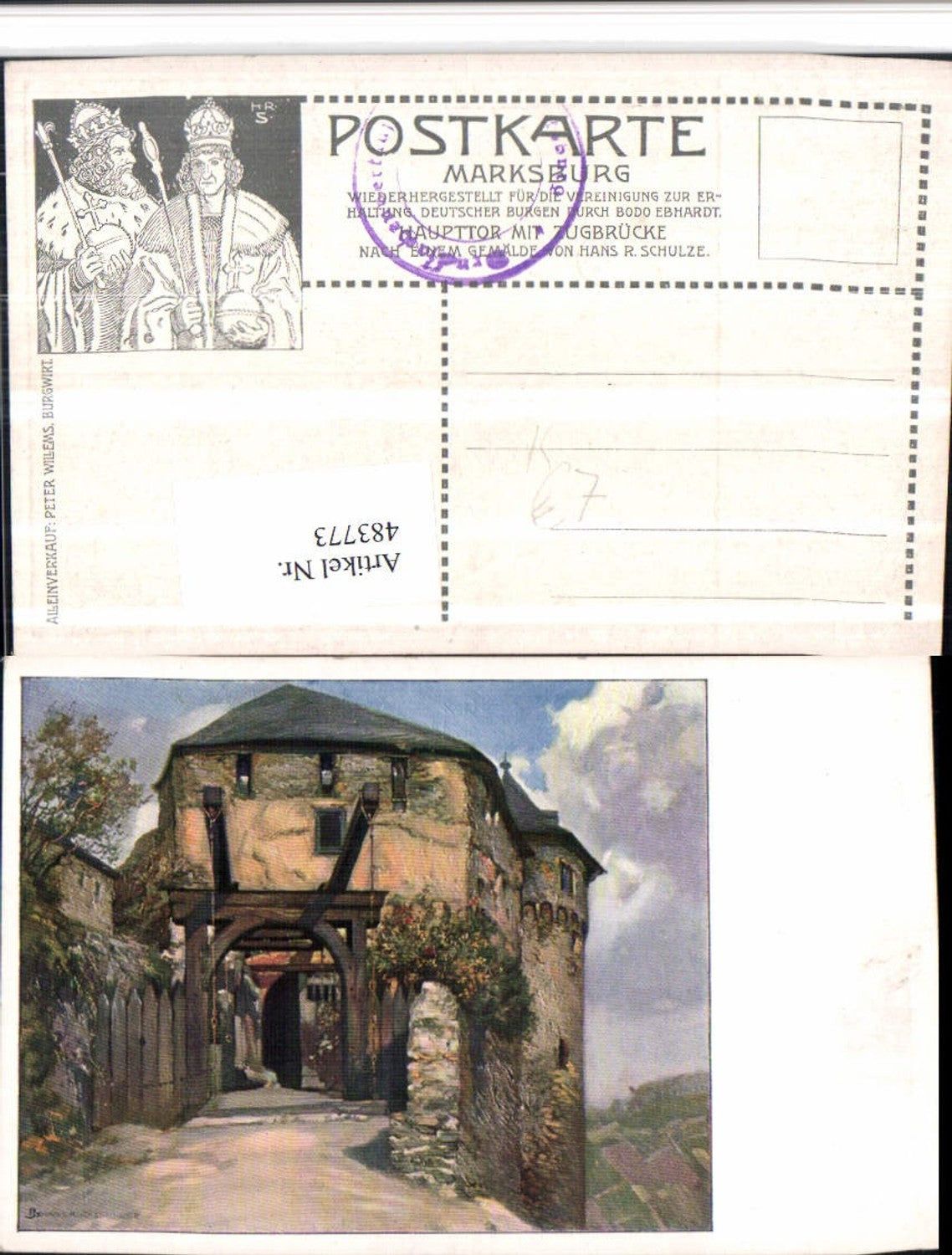 483773,Künstler AK Hans R. Schulze Marksburg b. Braubach am Rhein