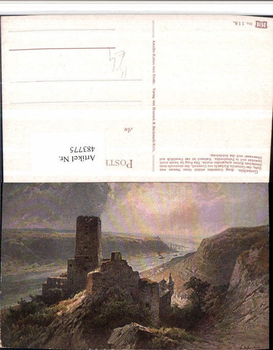 483775,Künstler AK Astudin Gutenfels Burg b. Kaub am Rhein