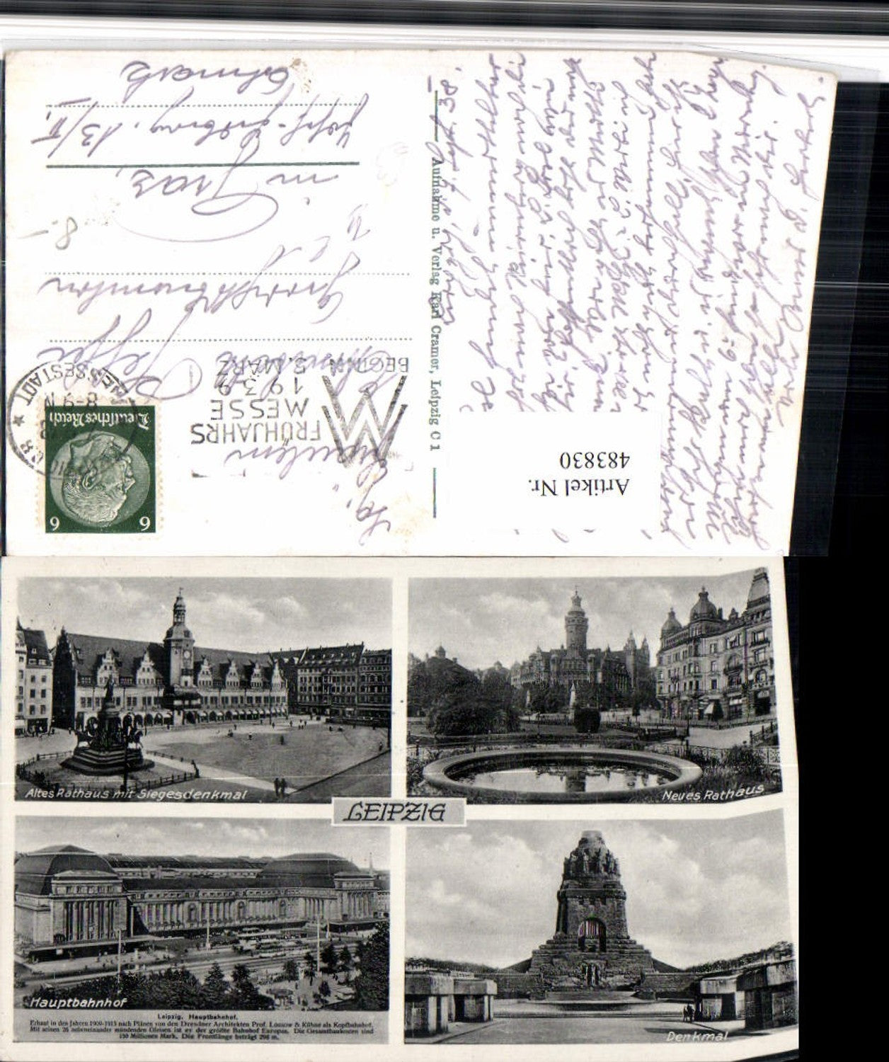 483830,Leipzig Rathaus Denkmal Bahnhof Mehrbildkarte