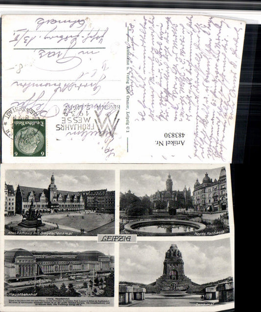 483830,Leipzig Rathaus Denkmal Bahnhof Mehrbildkarte