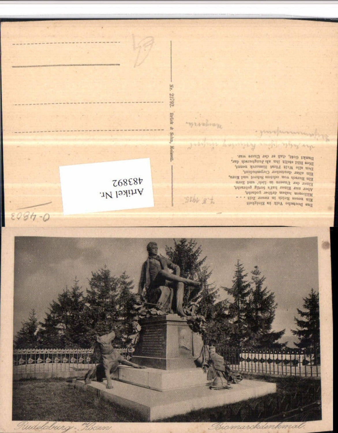 483892,Rudelsburg b. Bad Kösen Bismarck-Denkmal Statue