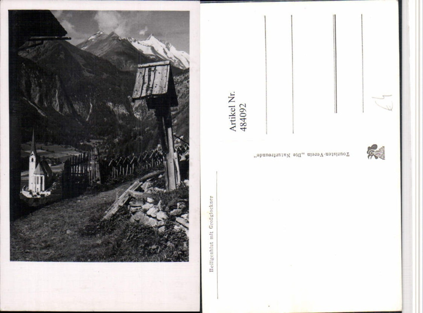 484092,Heiligenblut Kirche Wegkreuz m. Großglockner Bergkulisse