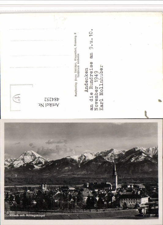 484252,Villach Teilansicht m. Mittagskogel Bergkulisse pub F. Schilcher 852