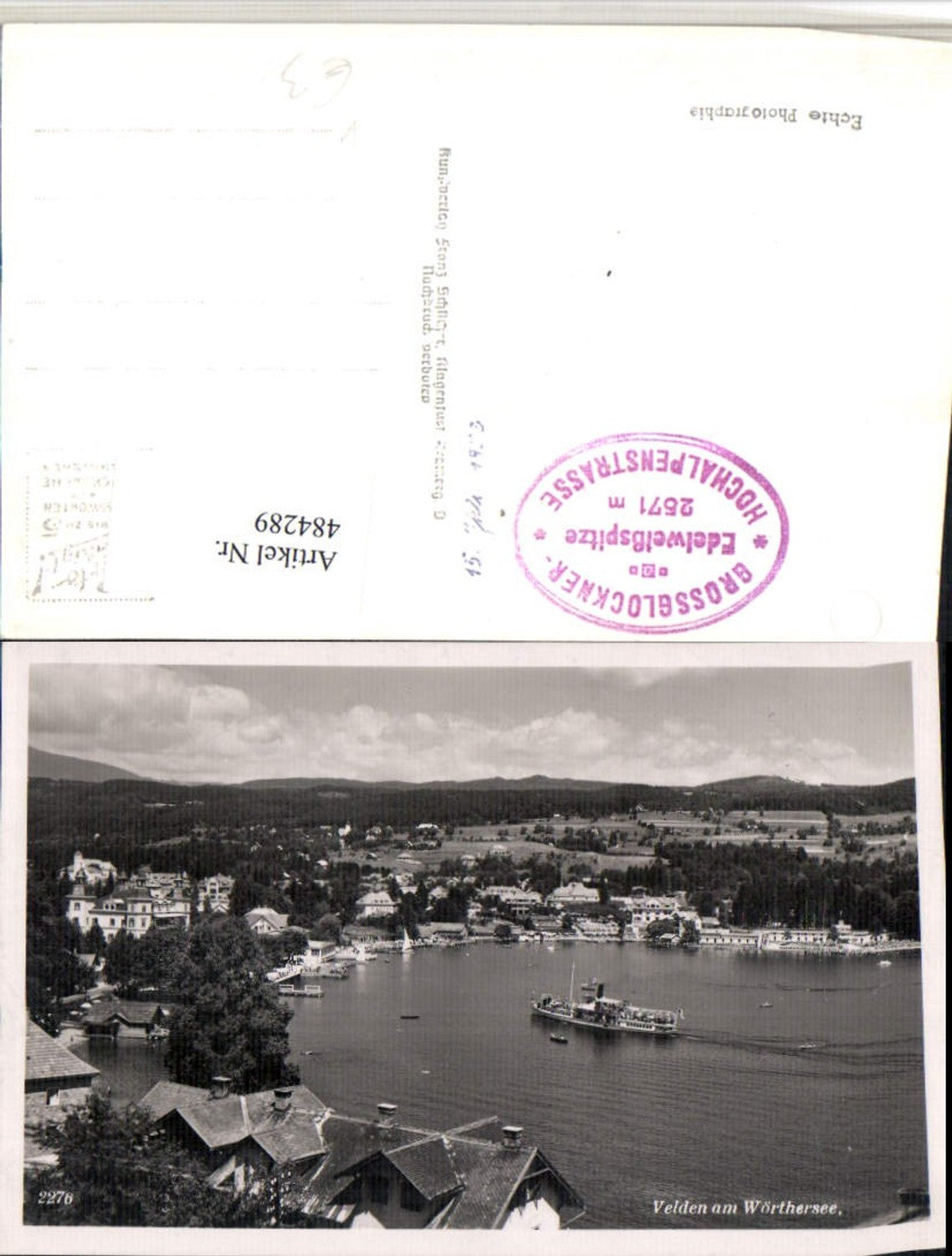 484289,Velden am Wörthersee Totale Dampfer pub F. Schilcher 2276