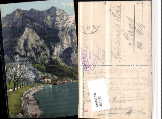 484372,Gmunden Gasthof Hoisn m. Traunstein pub F.E. Brandt 1318