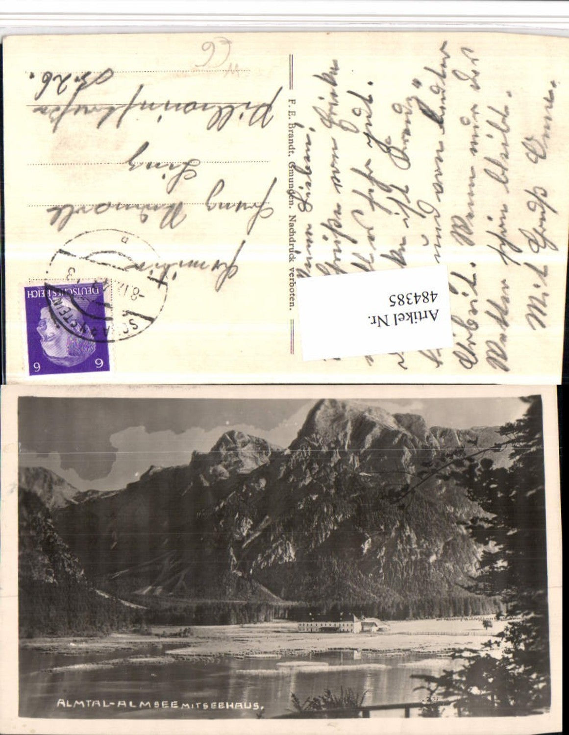 484385,Almtal Almsee See b. Grünau m. Seehaus Bergkulisse