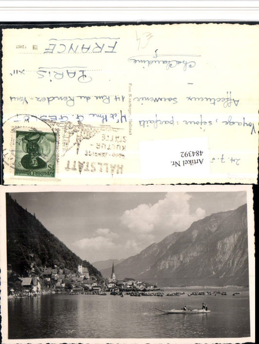 484392,Hallstatt Teilansicht Fronleichnamsprozession Boote