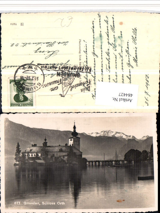 484427,Gmunden Schloss Orth Ort Bergkulisse