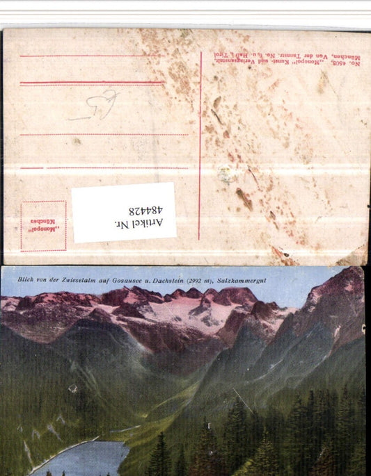484428,Blick von d. Zwieselalm Gosausee See b. Gosau m. Dachstein Bergkulisse