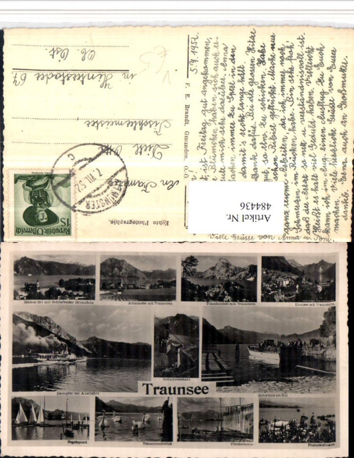 484436,Traunsee Ebensee Schloss Ort Dampfer Mehrbildkarte pub Brandt