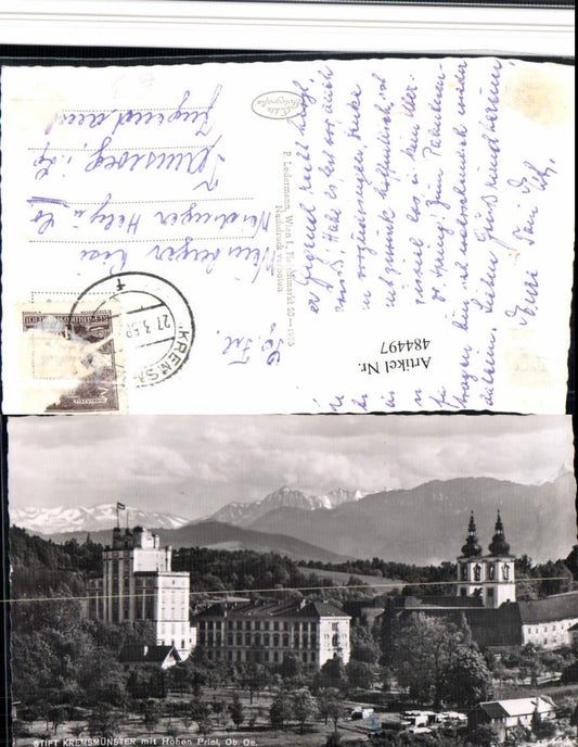 484497,Stift Kremsmünster m. Hohen Priel Bergkulisse
