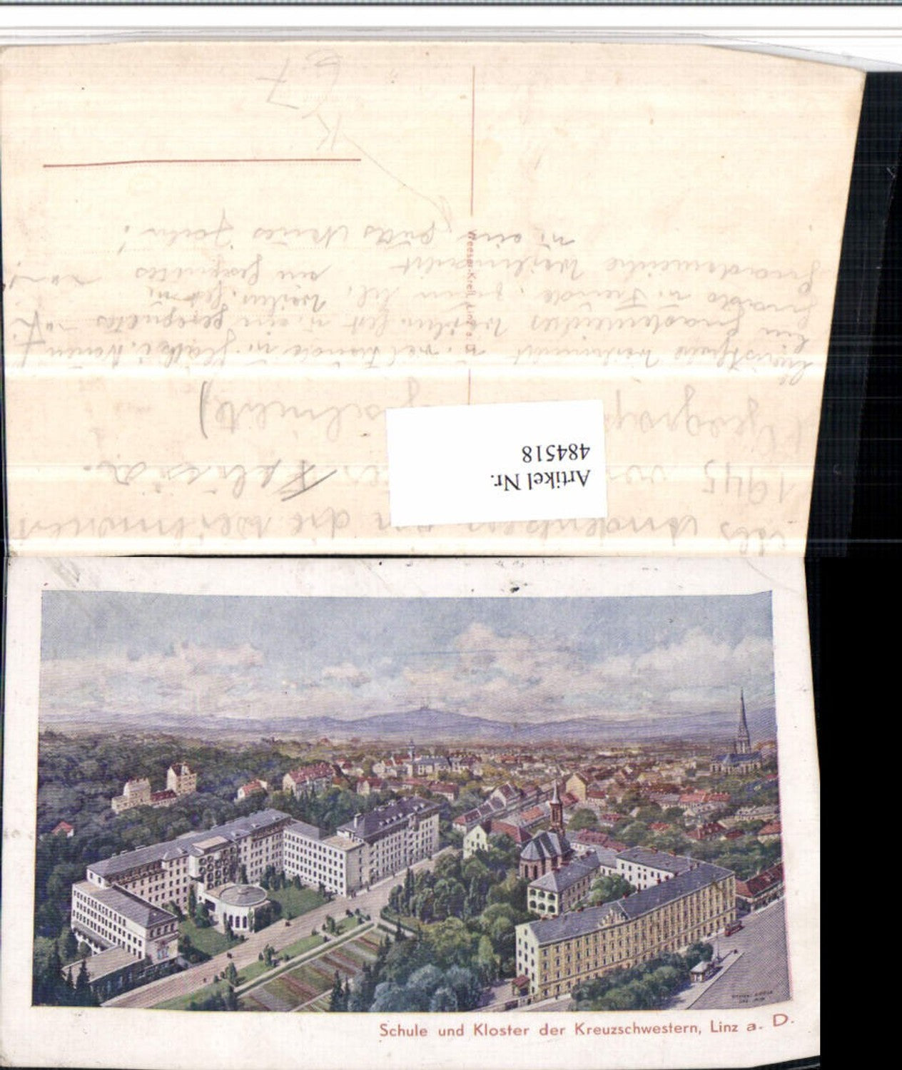 484518,Künstler AK Weeser-Krell Linz an d. Donau Schule u. Kloster Kreuzschwestern