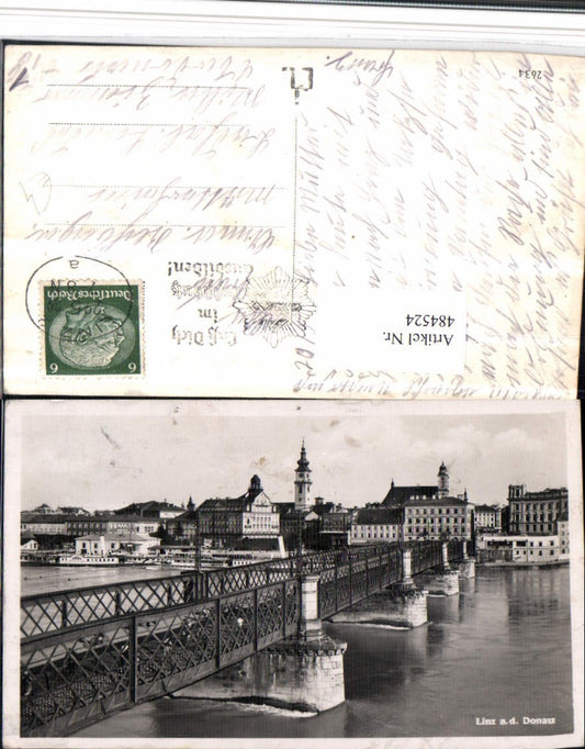 484524,Linz an d. Donau Teilansicht Brücke