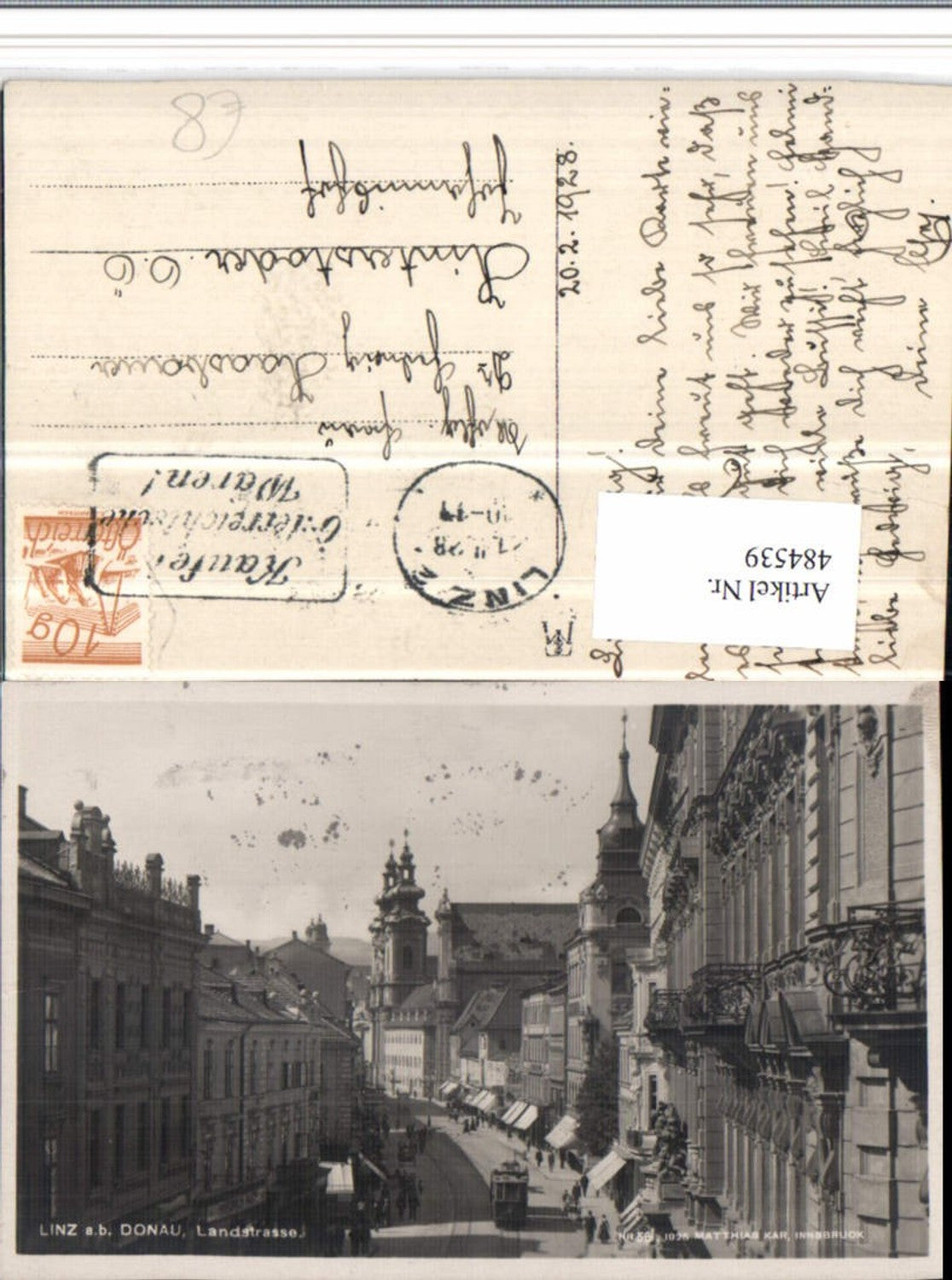 484539,Linz an d. Donau Landstraße Straßenansicht Straßenbahn