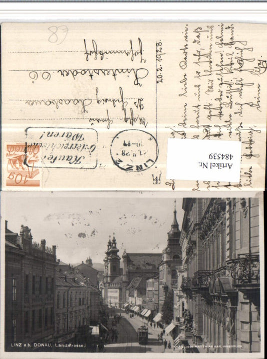 484539,Linz an d. Donau Landstraße Straßenansicht Straßenbahn