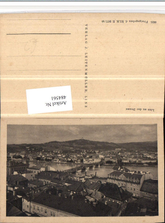 484561,Linz an d. Donau Teilansicht Brücke m. Pöstlingberg