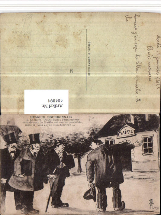 484894,Künstler AK A. Perre Scherz Humor Mairie Rathaus Männer