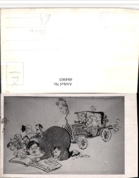 484903,Künstler AK Scherz Humor Völlerei Automobil Po