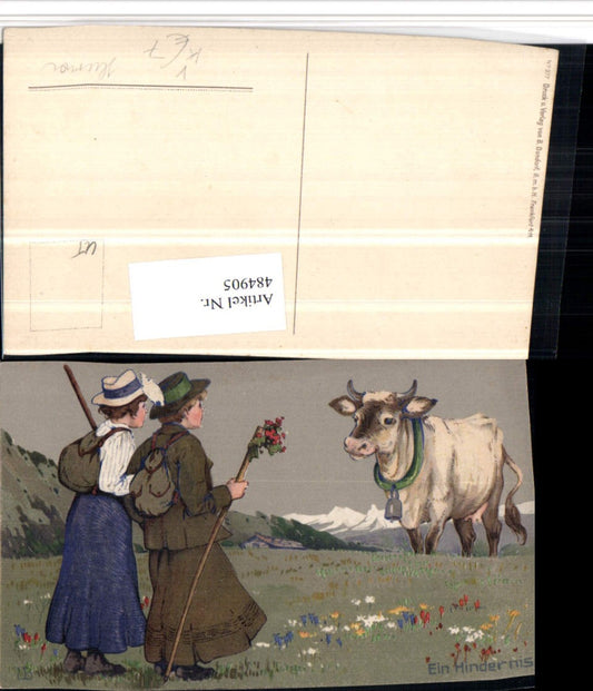 484905,Künstler AK Scherz Humor Hindernis Wanderer Große Kuh pub B. Dondorf 377