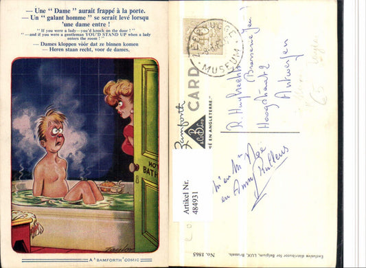 484931,Künstler AK Taylor Scherz Humor wütender Mann Bad