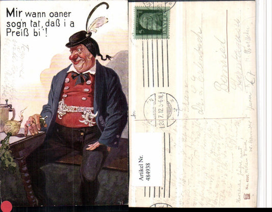 484938,Künstler AK H. Boettcher Scherz Humor Mann Federhut Rote Nase