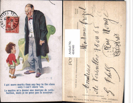 484940,Künstler AK Donald Mc Gill Scherz Humor Kind Böser Vater