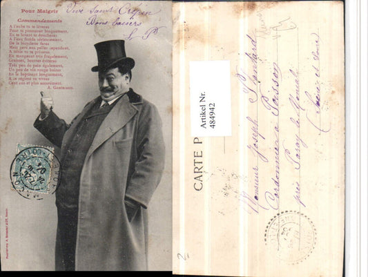 484942,Scherz Humor Völlerei Dicker Mann Zylinder Hut pub A. Bergeret