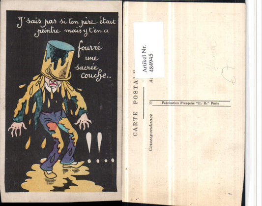 484945,Künstler AK Scherz Humor Mann Farbeimer Kopf