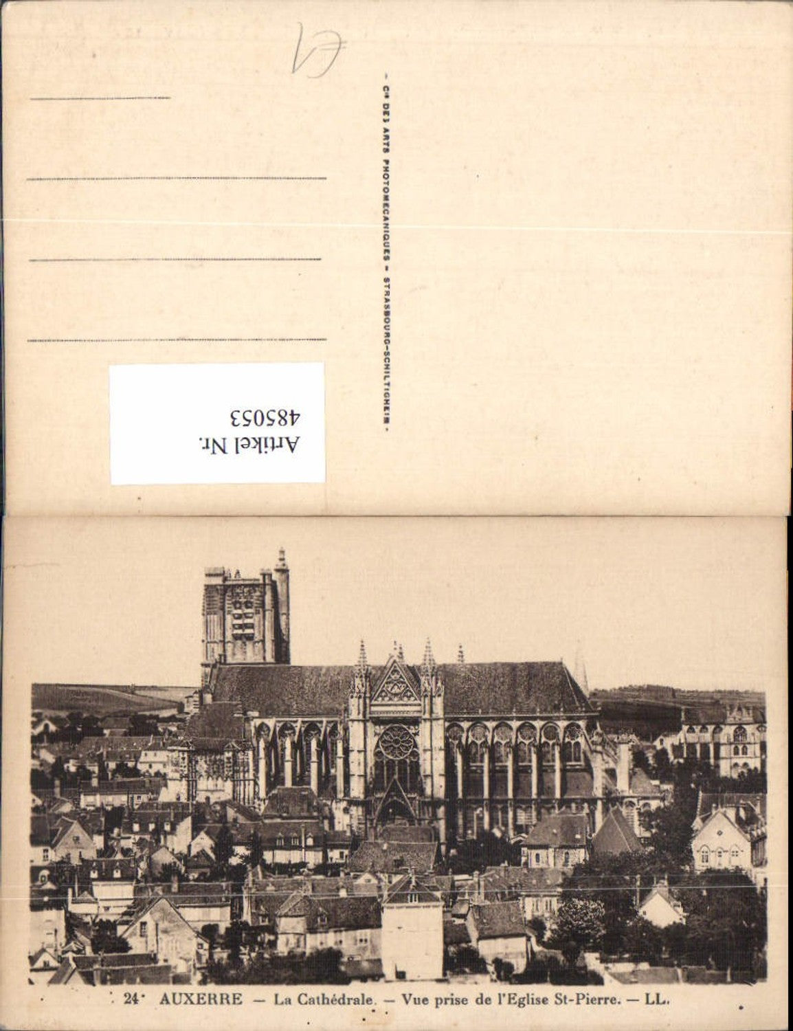 485053,Kirche Auxerre La Cathedrale Vue prise de l Eglise St Pierre