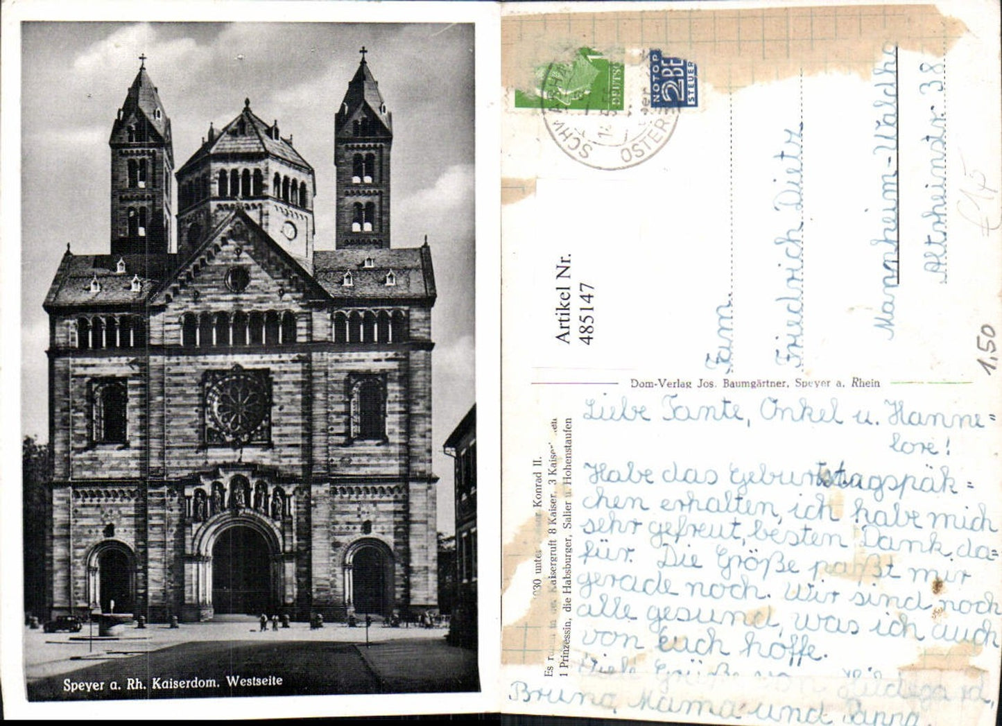 485147,Kirche Speyer a. Rhein Kaiserdom Westseite Dom