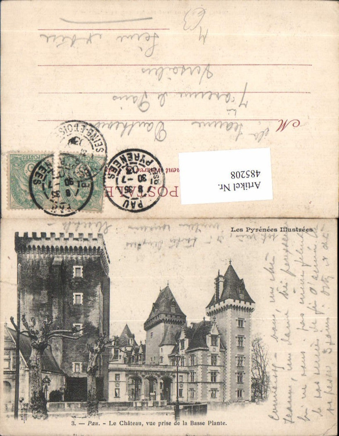 485208,Schloss Pau Le Chateau vue prise de la Basse Plante