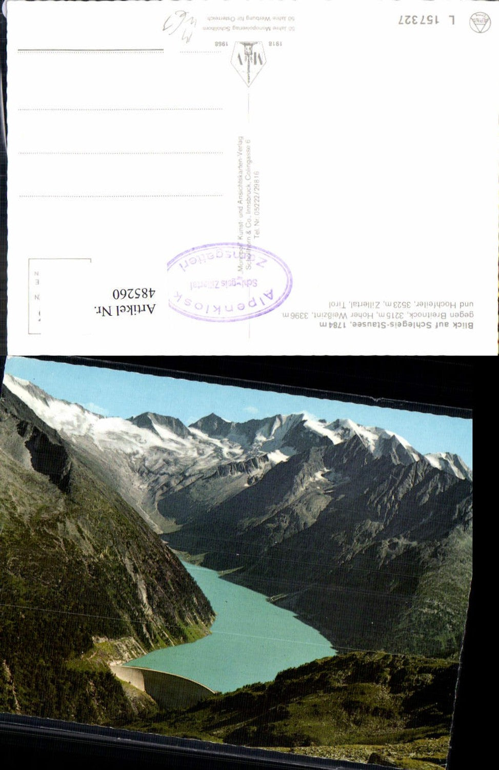 485260,Talsperre Blick auf Schlegeis-Stausee geg. Breitnock Mayrhofen Zillertal