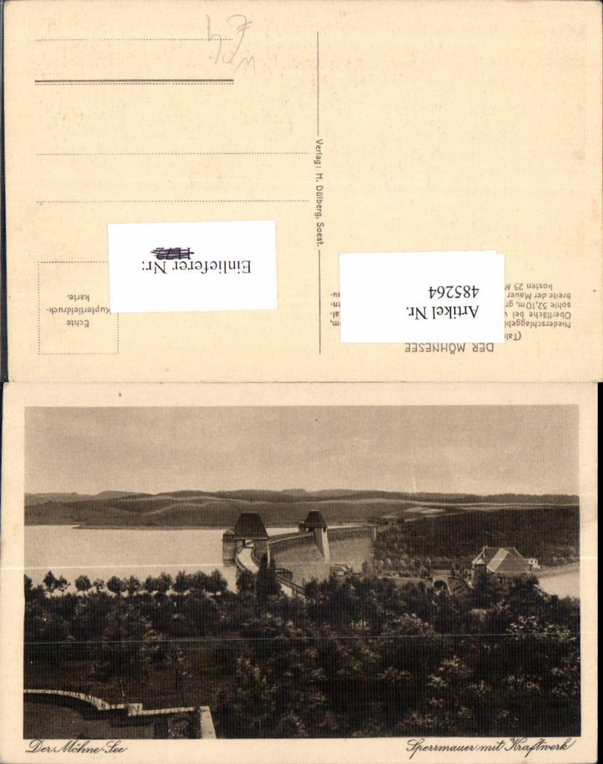 485264,Talsperre b. Günne Der Möhne-See Sperrmauer m. Kraftwerk