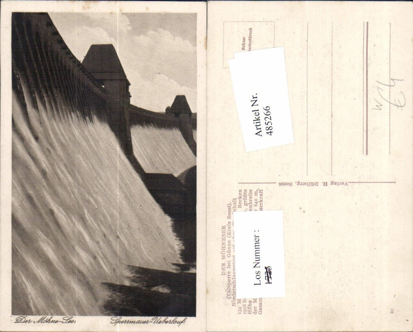 485266,Talsperre b. Günne Der Möhne-See Sperrmauer Überlauf