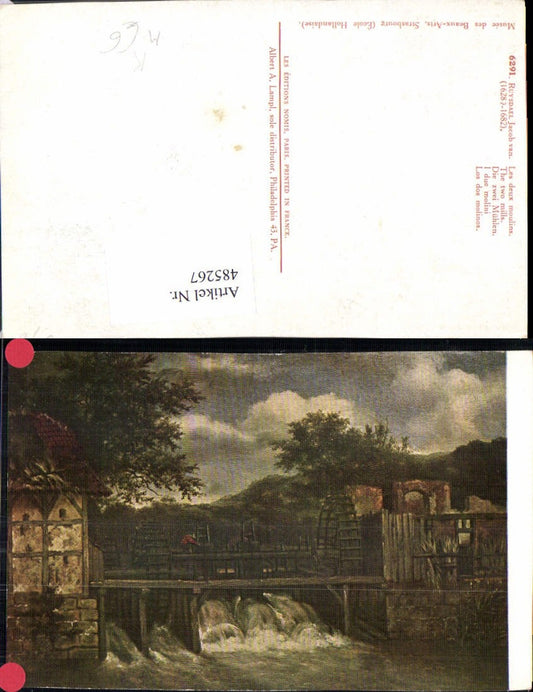 485267,Künstler Ak Jacob van Ruysdael Die zwei Mühlen Wassermühle